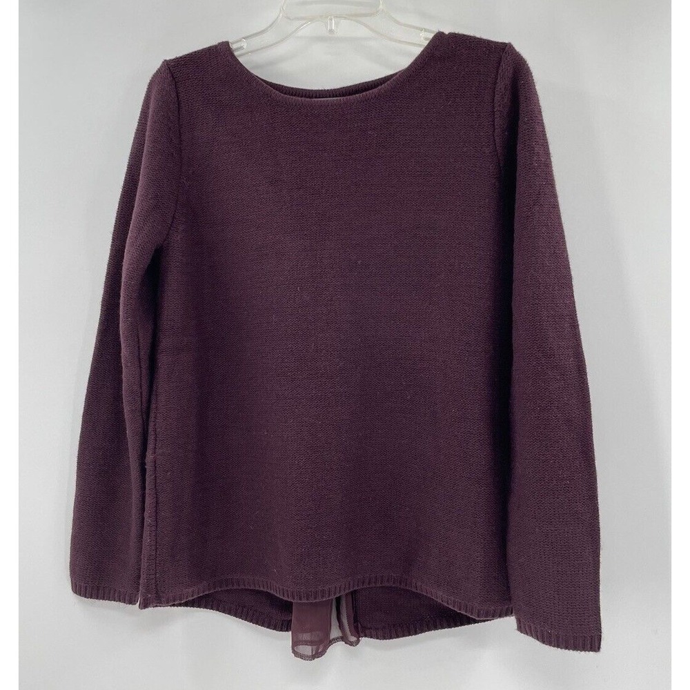Market & Spruce Women's Maroon Purple Split‎ Back Knit Sweater Size Small
